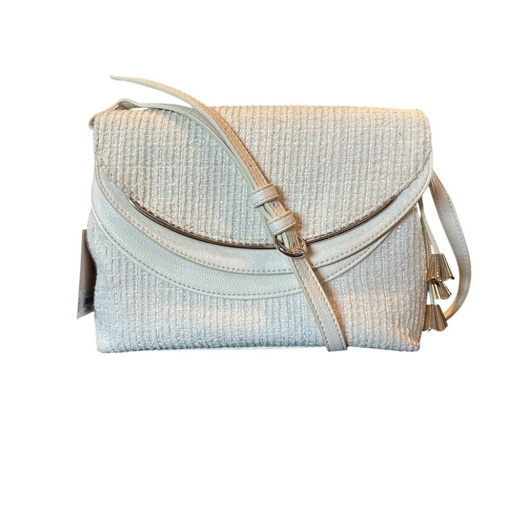 LC Lauren Conrad Cream Woven Crossbody Bag with‎ Tassels